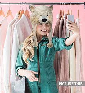 Cappello a Forma di Testa di Animale Personalizzato LEVIN, Simpatico Cappello Peluche a Forma di <span class=keywords><strong>Lupo</strong></span> per Bambini - Product Image 6