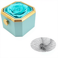 Boîte à bijoux octogonale rotative personnalisée avec rose éternelle et collier gravé - Cadeau de la Saint-Valentin et de Noël - Dropshipping