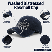 Gorra de béisbol azul marino lavada y desgastada, ajustable, estilo Dad Hat, informal, para exteriores, de seis paneles, venta al por mayor OEM