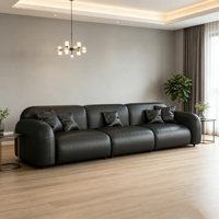 Ensemble de canapé-lit moderne spacieux en cuir véritable avec rembourrage en éponge, design carré, expérience conviviale pour les loisirs en famille et l'accueil des invités