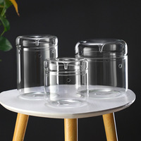 Décoration d'intérieur, vase en verre borosilicate écologique, terrarium cylindrique pour micro-paysage avec couvercle et trou