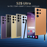 هاتف ذكي أندرويد S25 Ultra جديد تمامًا لعام 2025 بذاكرة 16 جيجابايت وسعة تخزين 1 تيرابايت، بطارية 7000 مللي أمبير، يدعم شبكات 4G و5G، شريحتين، وضع الاستعداد المزدوج، غير مقفل، مع شعار S25 ultra