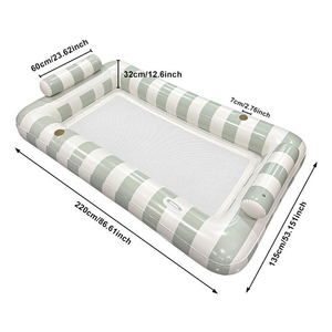 XLAN 87 " x 53 " Grand matelas flottant gonflable pour 2 personnes, <span class=keywords><strong>avec</strong></span> fond en filet rafraîchissant, robuste, pour <span class=keywords><strong>piscine</strong></span> - Product Image 3
