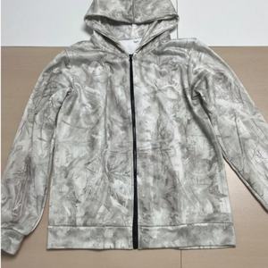 Veste zippée à capuche unisexe gris clair, sweat-shirt surdimensionné à imprimé marbré, essentiel de streetwear décontracté pour hommes et femmes - Product Image 4