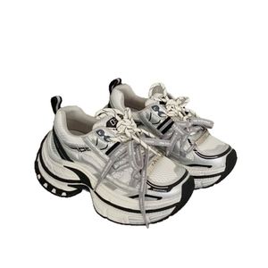 Chaussures Dad Shoes à plateforme double couche effet vieilli Printemps 2026, Baskets décontractées rehaussées rétro effet délavé pour femme - Product Image 6