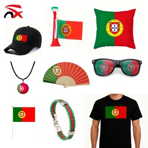 Ensemble complet d'articles pour fans de sport avec motif du drapeau national du Portugal : casquettes, perruque, collier, bracelet à agiter, tasse en céramique, promotion - Product Image 1