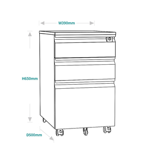 Gabinetto Mobile dell'ufficio di stoccaggio con le ruote in acciaio 3 cassetti gabinetto con la maniglia dell'oca per l'home Office - Product Image 4