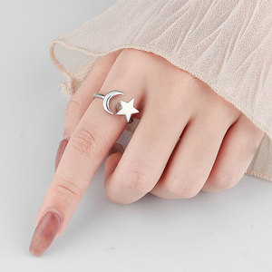 Anillo giratorio XINGX de moda transfronteriza para mujer, ajustable para el dedo anular, con diseño luminoso de estrella y luna. - Product Image 2