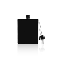 Flacon compte-gouttes carré en verre noir 30ml 50ml avec logo personnalisé, conteneur d'huile essentielle anti-fuite pour emballage de soins de la peau - MOQ 10000 PIÈCES