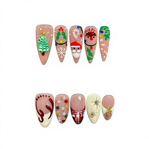 [Hecho en Shenzhen] 50 Estilos de Uñas Postizas Navideñas Europeas y Americanas, Pre-Diseñadas, Hechas a Mano, Elegantes y Delicadas - Product Image 1