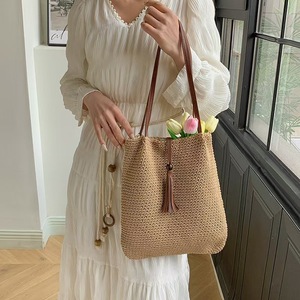 Vente en gros de fil de coton fait à la main crochet perlé avec pompon sac à bandoulière unique tendance pour femmes - Product Image 5