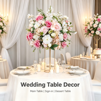 Boule de fleurs artificielles blanches et vertes, mélange de roses en soie, delphiniums et gypsophiles, centre de table floral pour mariage et table à manger
