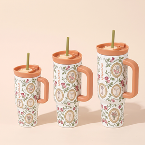 Everich Gobelet <span class=keywords><strong>isotherme</strong></span> en acier inoxydable multi-tailles avec poignée confortable, couvercle à paille, compatible porte-gobelet, <span class=keywords><strong>mug</strong></span> de voyage pour café quotidien - Product Image 1