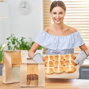 कस्टमाइज्ड क्राफ्ट पेपर स्टैंड अप बेकरी फूड कंटेनर ताजा उत्पाद डिस्प्ले पाउच ब्रेड पैकेजिंग बैग - Product Image 5