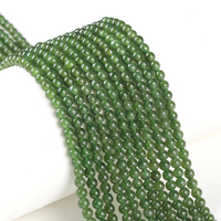 Perles rondes en jade vert naturel de haute qualité, perles de pierres précieuses en vrac pour la fabrication de bijoux, perles percées, brin de perles rondes