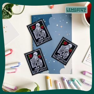 Patch brodé thermocollant ou à coudre de 3 pouces sur le thème du Tarot des Amoureux, motif squelette, pour sacs, sacs à dos, jeans, chapeaux et vêtements - Product Image 2