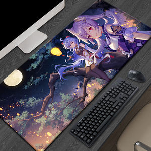 Grand tapis de bureau XXL étendu en caoutchouc tapis de souris tapis de souris rectangulaire Genshin Impact japonais foncé avec bord cousu - Product Image 2