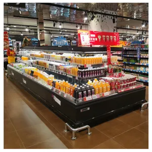 Supermarket kulkas dan Freezer minuman dingin kulkas Display berdiri untuk minuman komersial minuman kulkas