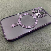 Coque souple transparente et étui de téléphone électroplaqué magnétique en TPU anti-rayures avec protecteur d'objectif pour iphone 16 15 Pro Max 17
