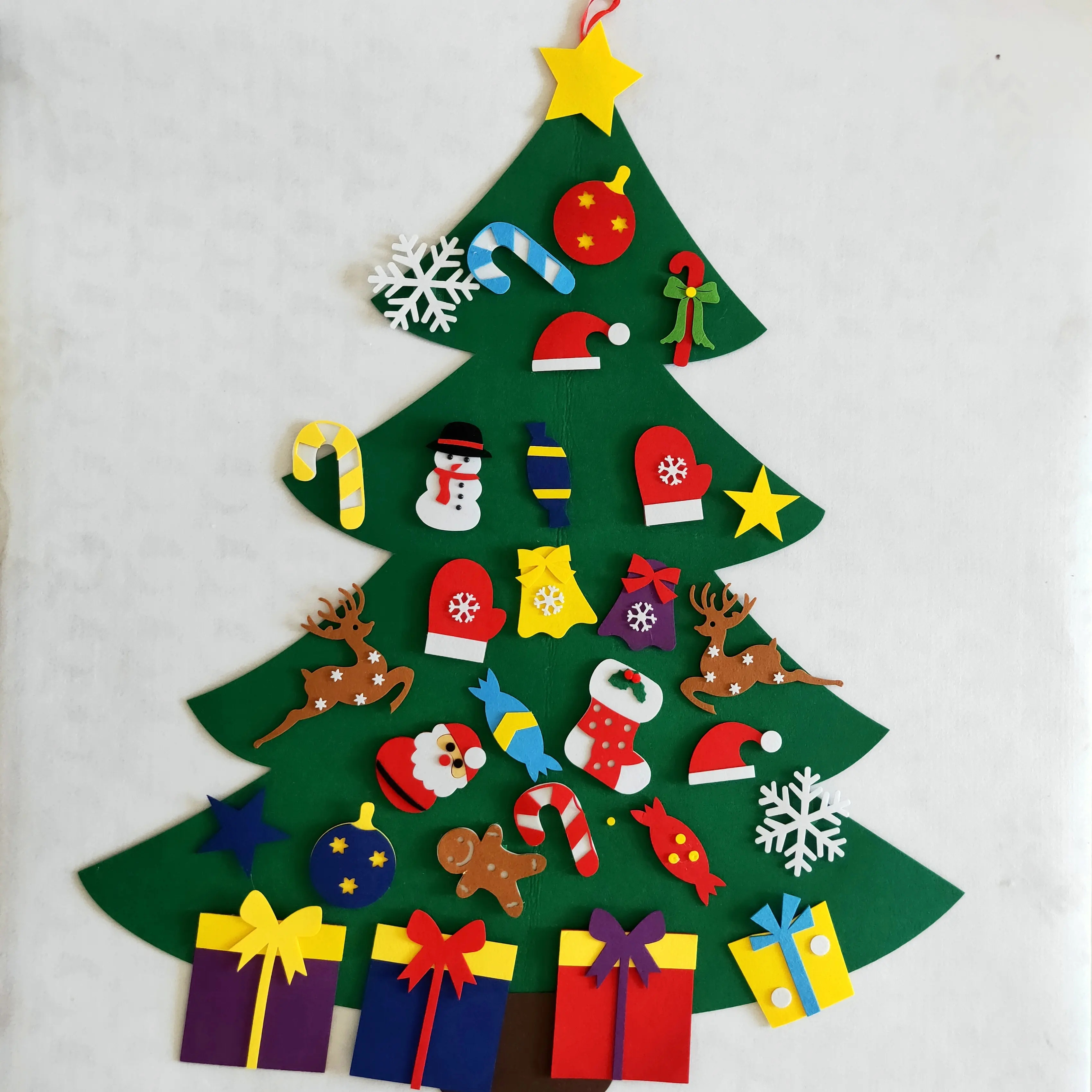 Puerta de la casa decoración regalo educativo fieltro árbol de Navidad con adornos Forkide