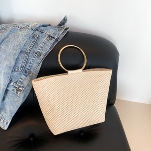 2025 Women's Braided Handbag Single Strap French Simple Ring <b>Large</b> Capacity Fashion <b>Bag</b> New Year's New Style <b>Zip</b> Two Ladies - Product Image 5