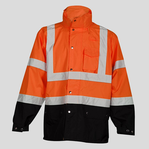 เสื้อกันฝนสะท้อนแสงแบบกันน้ำ มาตรฐาน ANSI ISEA 107 ระดับ 3 ได้รับการรับรอง สะท้อนแสง 360 องศา ชุดทำงานเพื่อความปลอดภัยสำหรับผู้ชายและผู้หญิง สีส้ม - Product Image 1