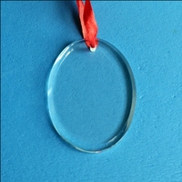 Pendentif ovale transparent en cristal vierge, idéal pour la décoration de sapin de Noël ou la gravure DIY
