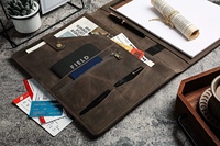 Porte-documents professionnel en cuir PU véritable de haute qualité, organiseur de documents A4 pour conférences, organiseur personnel