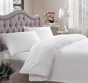 100 قماش قطن أبيض اللون ملاءات سرير فندق