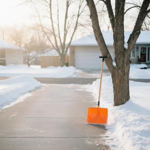 Pelle à neige industrielle robuste en plastique avec bord métallique et poignée ergonomique en D pour le déneigement des allées - Product Image 1