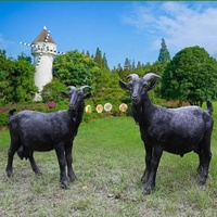Patung Resin Hewan Kambing Hitam Simulasi SE7ART untuk Luar Ruangan, Buatan Tangan, Ukuran Asli, Antik, untuk Pemasangan di Lantai, Taman, Hutan, Peternakan, Halaman Rumput