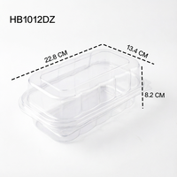 Boîte d'emballage rectangulaire en plastique PET transparent avec charnière pour gâteaux, salades, chocolats et gelées