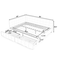 Sofá Cama de Franela Gris Estilo Nórdico con Cajones para Dormitorio