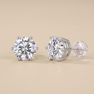 Boucles <span class=keywords><strong>d</strong></span>'oreilles clous pour femme en argent 925, style de luxe, moissanite VVS taille ronde 0,5 carat, <span class=keywords><strong>prix</strong></span> <span class=keywords><strong>d</strong></span>'<span class=keywords><strong>usine</strong></span>, <span class=keywords><strong>bijoux</strong></span> <span class=keywords><strong>fantaisie</strong></span> en promotion - Product Image 3