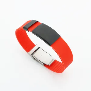 Edelstahl Wrist ID Elite Armband mit Silikon band und Schnalle im Uhren stil