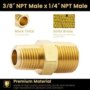 3/8 <span class=keywords><strong>Npt</strong></span> X <span class=keywords><strong>1</strong></span>/<span class=keywords><strong>4</strong></span> <span class=keywords><strong>Npt</strong></span> Nam Rắn Brass Hex Núm Vú Nặng Brass Ống Adapter Phụ Kiện Giảm Núm Vú Kết Nối - Product Image 3
