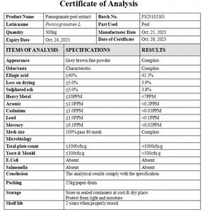 Estratto di buccia di melograno biologico di 90% 40% ellagico acido alimentare integratore a base di erbe bottiglia di ordine minimo 1kg - Product Image 4