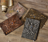 Secolorart Vintage 3D Phoenix en cuir gaufré Journal d'écriture Antique fait à la main bloc-notes quotidien
