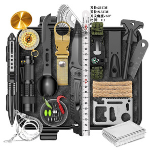 Kit de survie 25 pièces, ensemble d'outils multifonctionnels d'extérieur en acier inoxydable 21x11x5.5cm pour l'aventure, les premiers secours et l'autodéfense - Product Image 1
