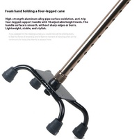 Nouvelle Arrivée Canne de Marche Légère en Alliage d'Aluminium pour Personnes Âgées, Conception à Quatre Pieds, Canne Quadripode, Capacité de Charge de 50 kg, Réglable de 77 à 100 cm