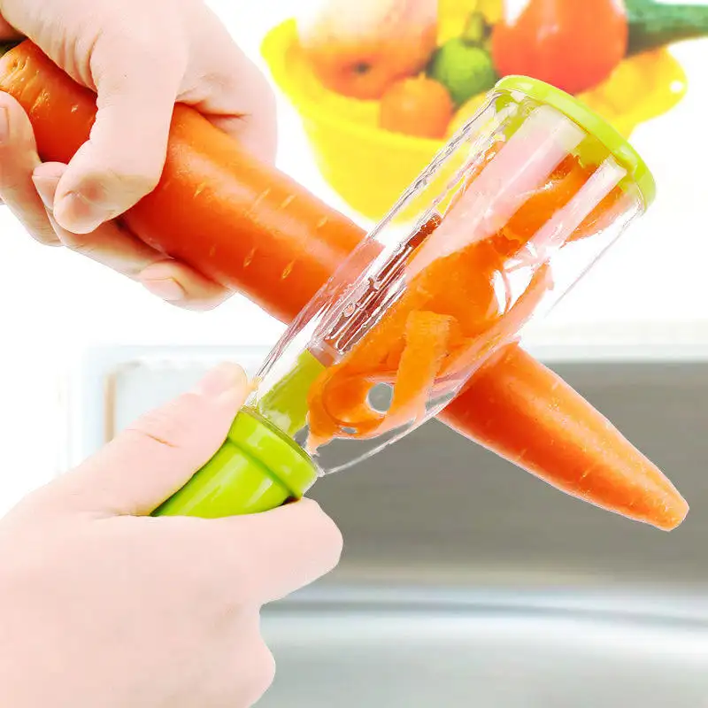 Hot Selling Multifunctional Kitchen Plastic Stainless Steel Vegetable Fruit Peeler with Storage Box
