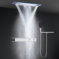Ensemble de douche LED Bluetooth pour salle de bain 900*300 MM, pomme de douche LED encastrée au plafond, effet pluie et cascade, ensemble de douche thermostatique