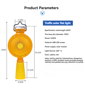 LED giallo barricata di traffico solare lampeggiante luce di sicurezza del traffico luce di avvertimento facile da trasportare - Product Image 4