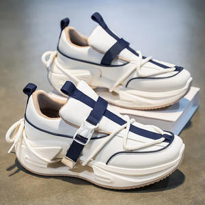 Chaussures en PU pour hommes, style Harajuku, nouvelle collection été-printemps 2026, semelle épaisse, respirantes, doublure en maille, lacets, sport décontracté - Product Image 3