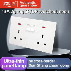 Chất lượng cao tùy chỉnh 2-Gang điện ánh sáng ổ cắm Neon anh tiêu chuẩn tường cắm 13A chuyển vật liệu chống cháy ip11 cho hộ gia đình - Product Image 5