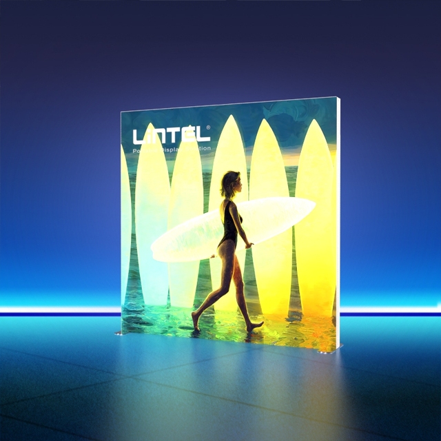Lintel Portable Advertising Booth Tension Fabric Exhibition Seg Led Light Box Stand Display Luxury Design Trade Show Display