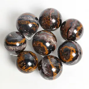 Nuovi arrivi sfera di pietre preziose di cristallo oro naturale cristalli occhio di tigre sfere per feng shui