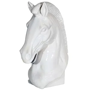 Molde de cabeça de cavalo de cerâmica branca personalizado, escultura do século médio