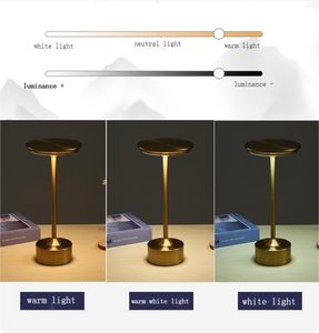 Lampe de table LED sans fil rechargeable à intensité variable tactile, portable, pour bars et restaurants, lampes de bureau modernes de luxe - Product Image 5