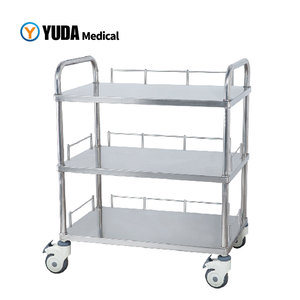 Chariot à instruments médicaux multi-niveaux en acier inoxydable de classe I pour salle d'opération, capacité de charge de 100 lb - Product Image 3
